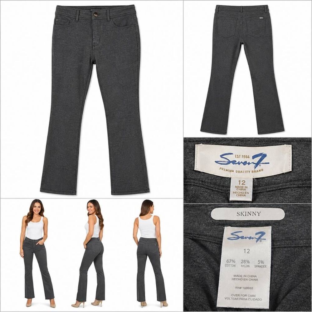 Seven7 Skinny Pull On Pants Gray Stretch Women's Size 12